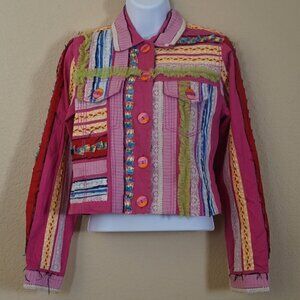 Vtg Minnie's Closet Southwestern Artsy Cropped Jacket Size Small Folksy Art to w